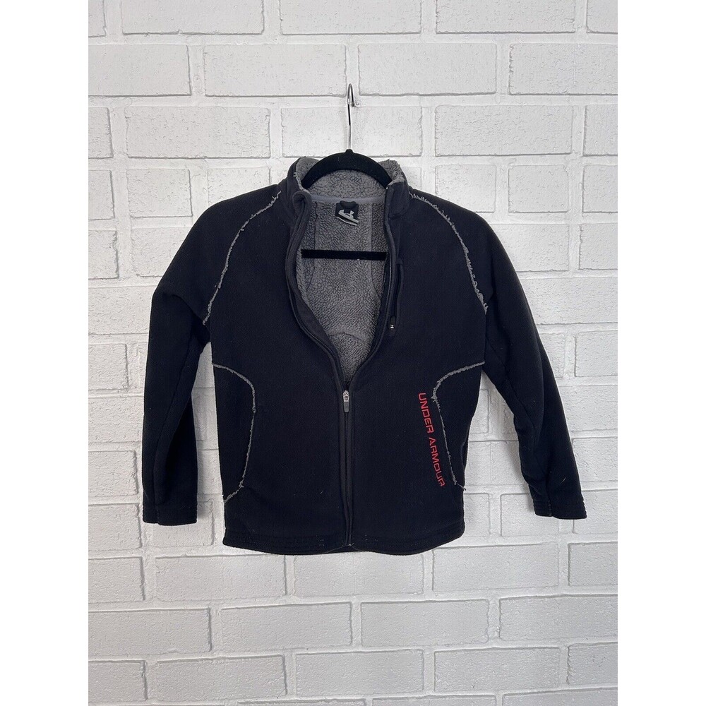 Under Armour Fleece Jacket Youth Small Black Fill Zip